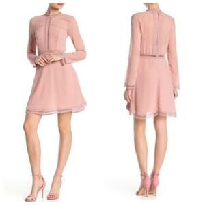 Bardot Latte Pink Blush Cherie Doddy Dress Long Sleeves